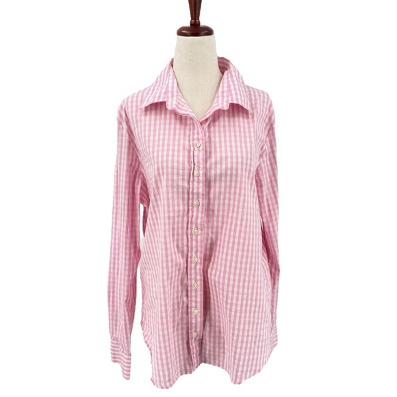 The Shirt by Rochelle Behrens Tops - The Shirt by Rochelle Behrens Pink Gingham Button Down XL